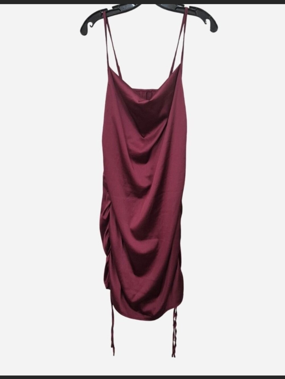 ROMWE Burgundy Satin Cowl Mini Dress Size L